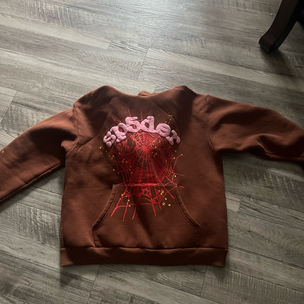 Brown Sweatshirt with Light pink Logo Puff print